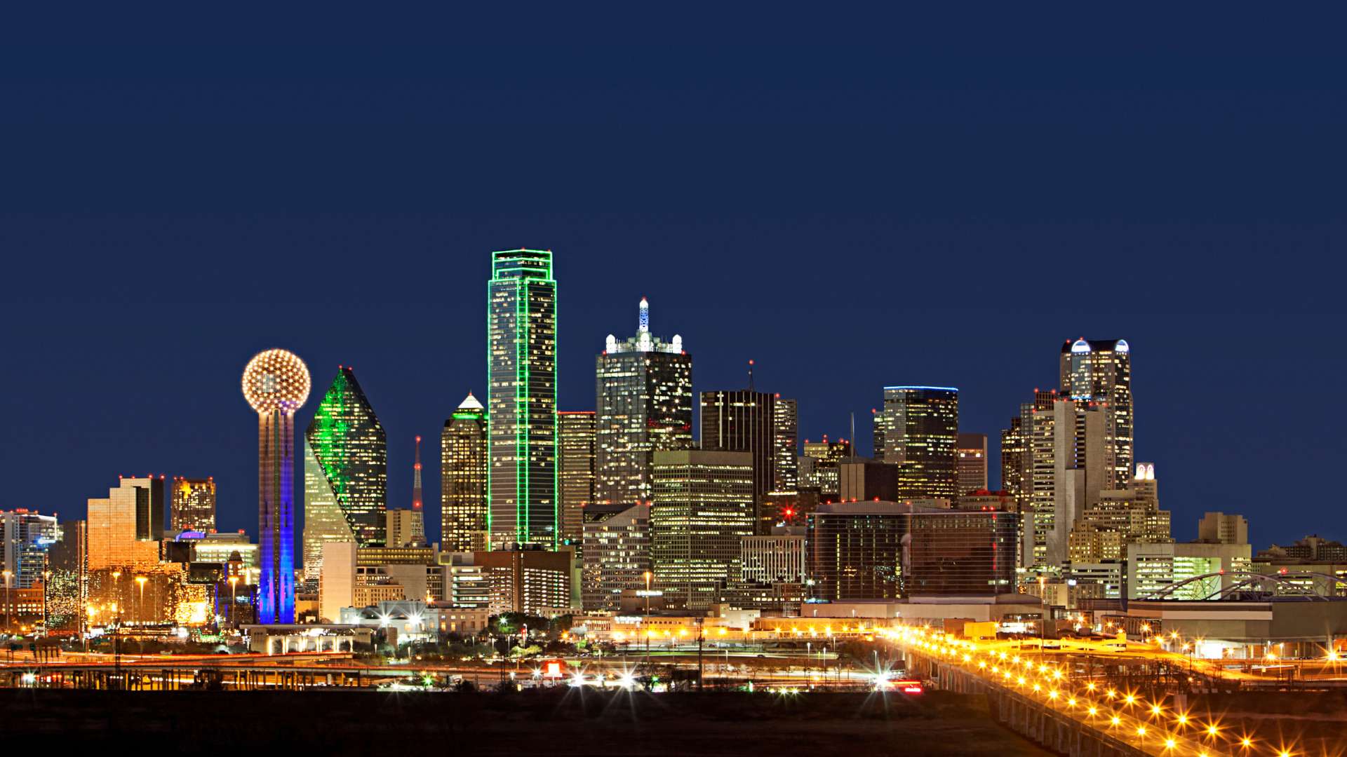 Grapevine Texas at Night Dallas Skyline